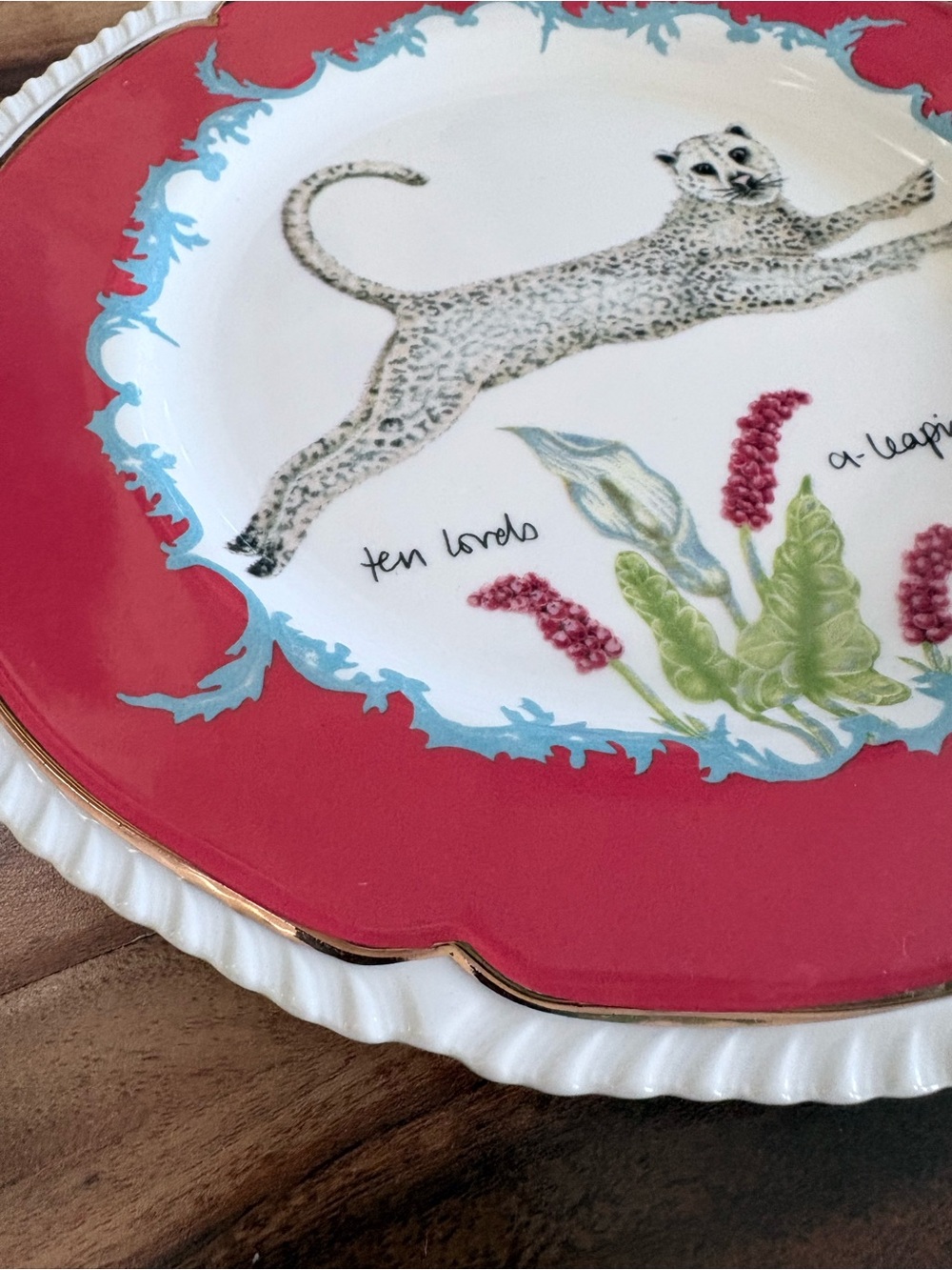 Lou Rota Anthropologie 12 Days of Christmas Ten 10 Lords A Leaping Dessert Plate - Picture 2 of 6